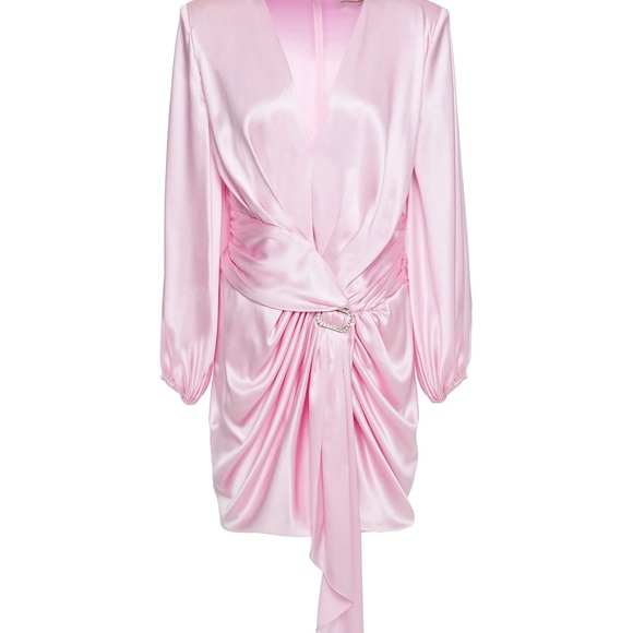 Draped buckle-embellished silk-blend satin mini dress - Picture 1 of 3